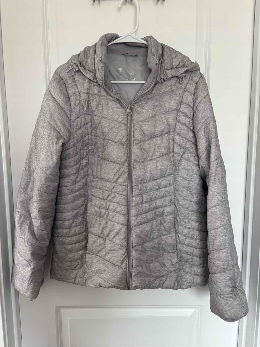 Xersion Heather Gray Quilted Puffer Jacket with Hood